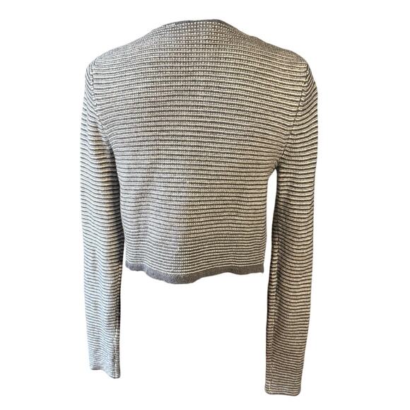 Express Women's Cardigan Sweater Green White Medium Cropped - Picture 3 of 4